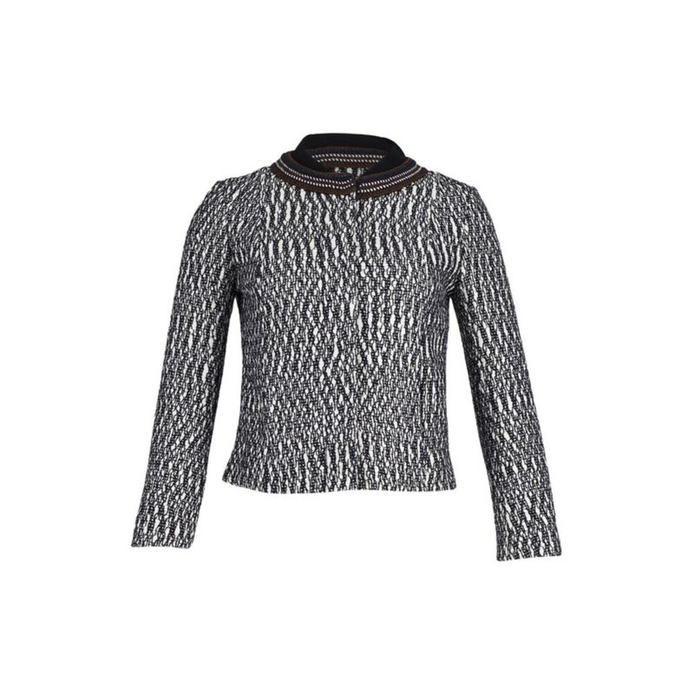 Tory Burch Tweed Jacket in Black and White Cotton